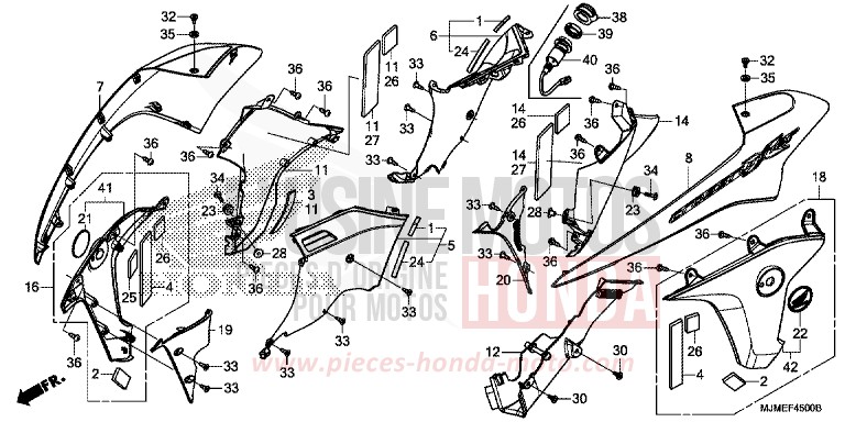 MITTLERER WINDLAUF von VFR800X "Crossrunner" CANDY PROMINENCE RED (R342) von 2017